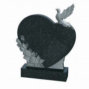 Памятник сердце с голубями и розами, арт. К1020